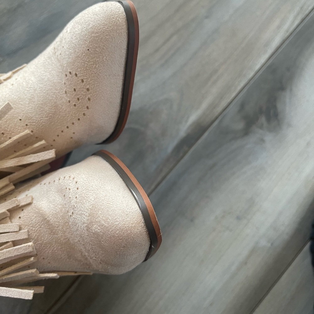 Fringe Ankle Boots - Cream - Picture 6 of 6